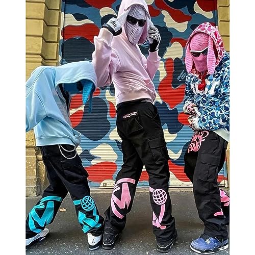 Men's Printed Workwear Pants Gothic Hip-hop Loose Cargo Pants Street wear Y2K Fashionable Large Pocket Jogging Pants4