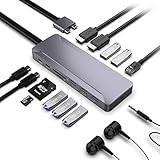 【Ultraschnelle Datenübertragung mit 5 USB- Und RJ45-Anschlüssen】USB 3.0-Anschlüsse mit 3 USB 900-Anschlüssen, die eine sofortige Synchronisierung und Dateiübertragung mit Übertragungsgeschwindigkeiten von 5 Gbit / s und 480 Mbit / s gewährleisten und Smartphones und Tablet-Laufwerke problemlos anschließen können . Mit den beiden anderen USB 2.0 können Sie schnell eine Tastatur oder Maus anschließen. RJ45 bietet eine stabilere und schnellere Verbindung zum kabelgebundenen Netzwerk.
