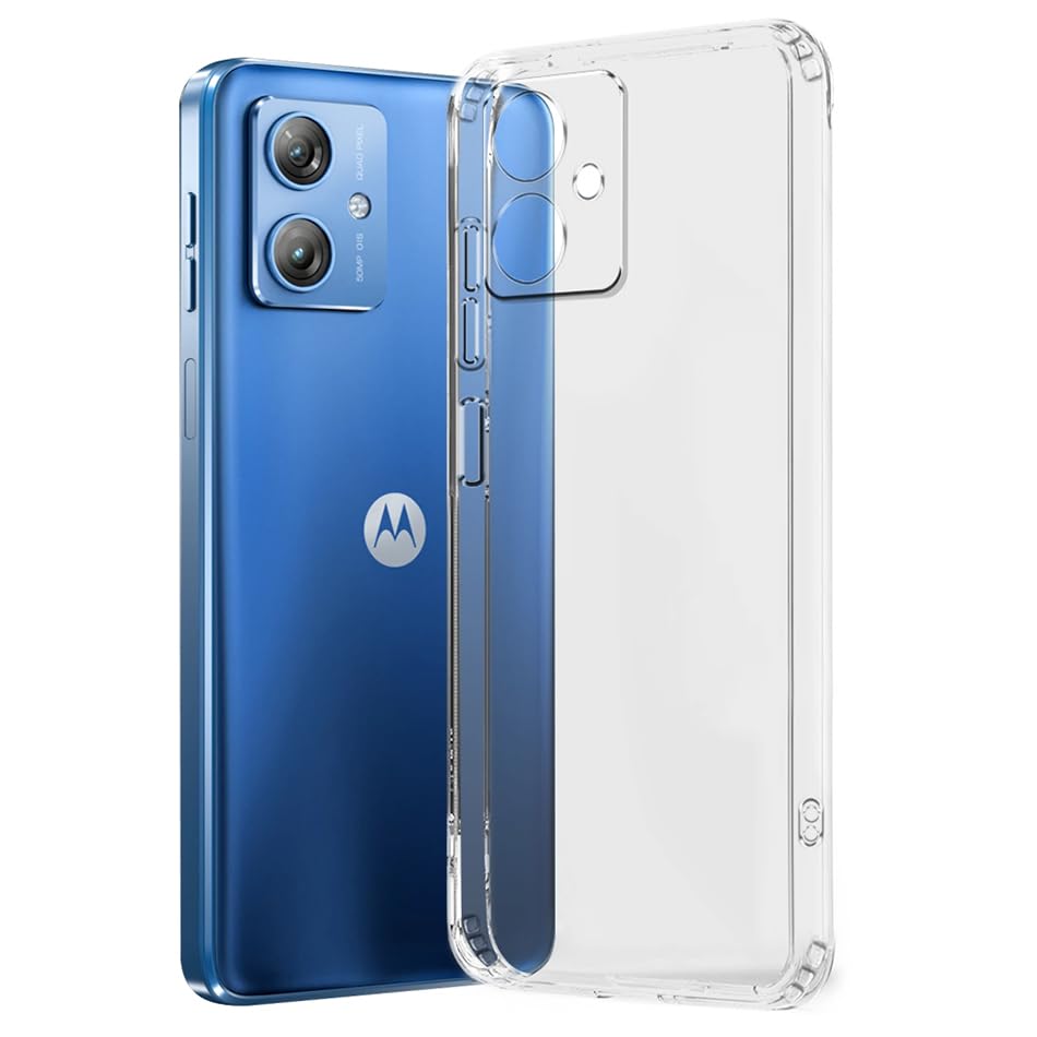 Fashionury Shockproof Back Case Cover for Motorola G64 5G | Ultra Clear Soft Silicone Back Cover Case Raised Bumps for Camera & Screen Protection for Moto G64 5G (Transparent) (B0D2P6PRLL) Amazon Price History, Amazon Price Tracker