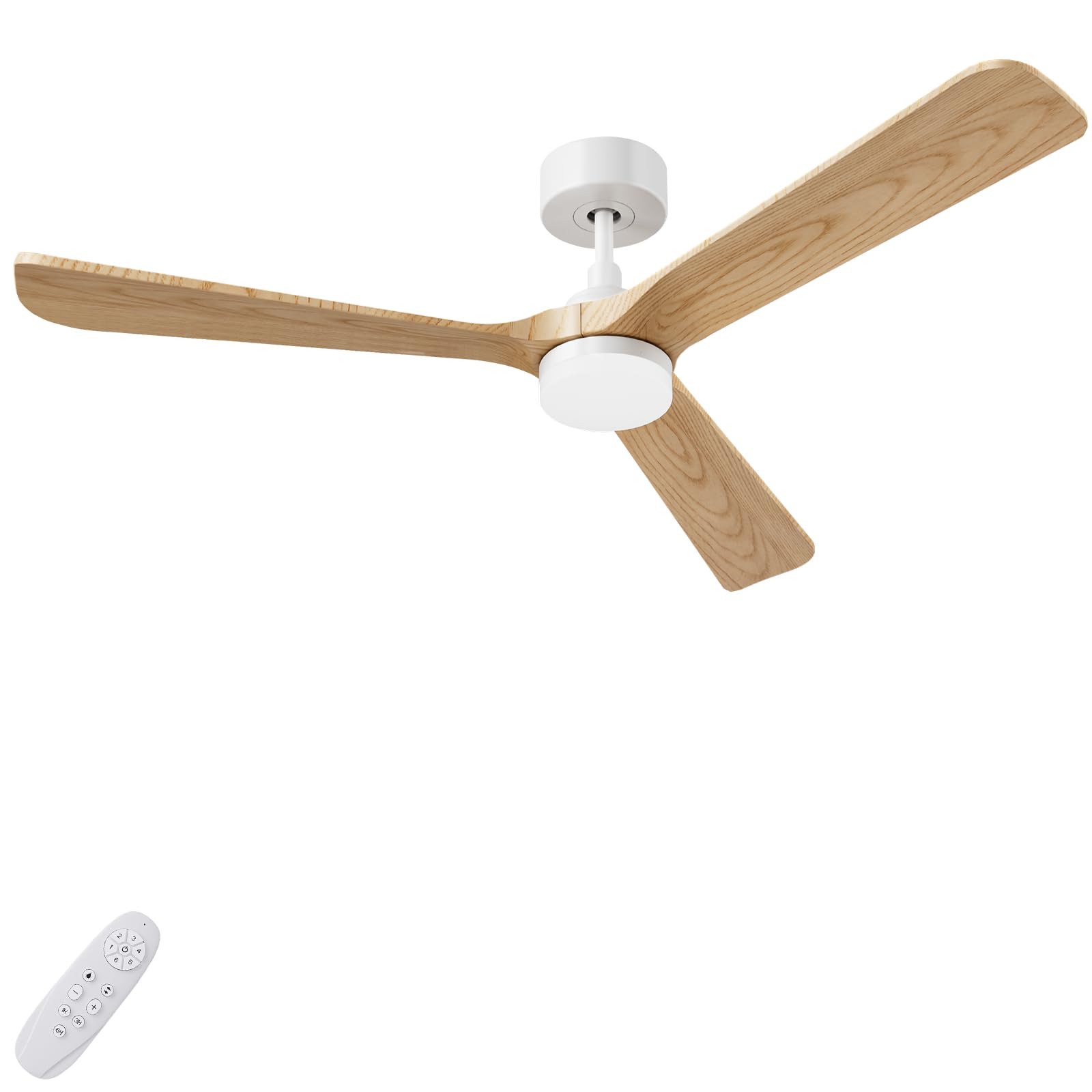 AUTODAY Holz Deckenventilator mit Beleuchtung leiser Gleichstrommotor 132 cm deckenventilator outdoor 3 hölzern flügel dimmbarem LED 24W fernbedienung mit Memory-Funktion 6 Geschwindigkeiten Timer