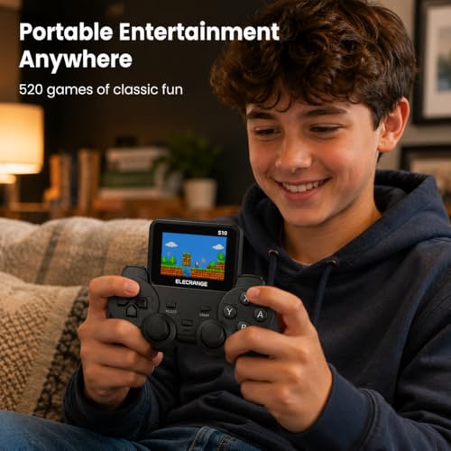 Image of S10 Handheld Video Game Console with 520 Built-in Retro Games, 2.4 Inch Colour Screen, Rechargeable Portable Game Player with TV Output, Ergonomic Controller Design, Gift for Kids, Black