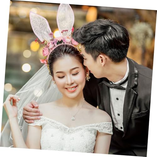 Accessoire de coiffure oreilles de lapin avec fleurs pour déguisement