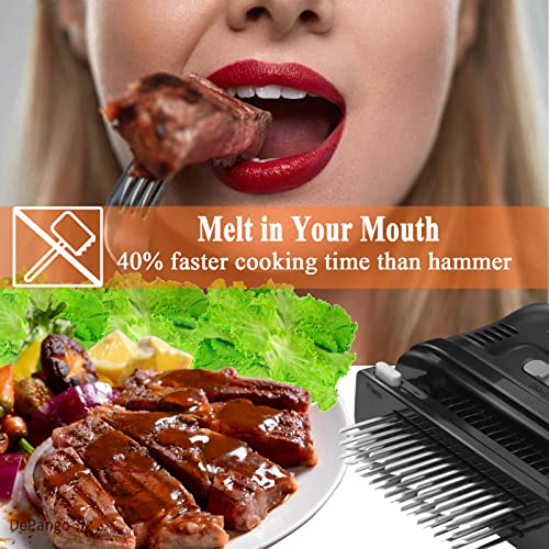 DePango Fleischzartmacher, Steaker Fleischzartmacher Edelstahl mit robustem Edelstahl 48 Klingen für Fleisch, Steak, Hähnchen, Schweinefleisch, Rinderbrust, abnehmbar zum Reinigen, Medium