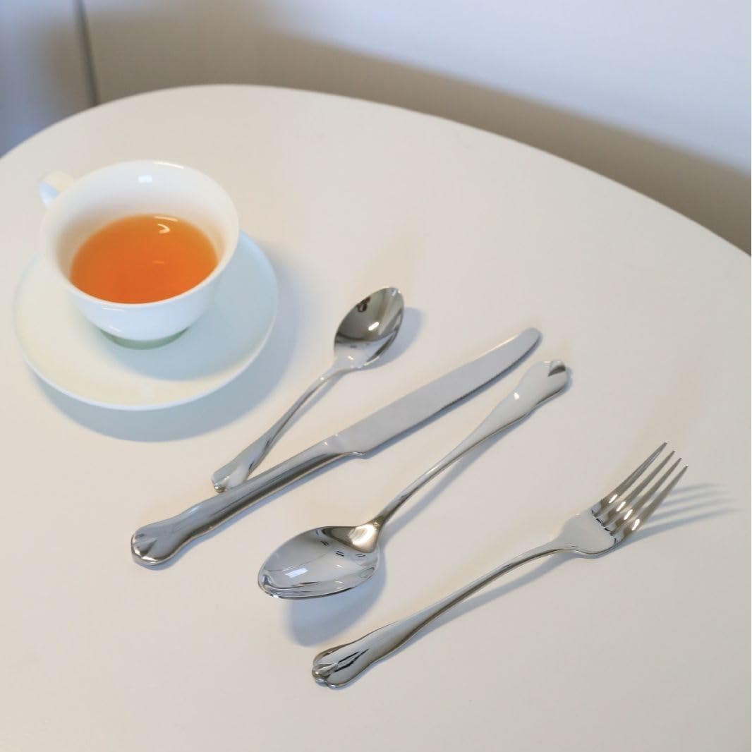 Silverware Flatware Set, 4/16/24/32/40/48pcs Water Drop Cutlery Set Household Golden Steak Knife And Fork Complete Set(Color:Rose Gold,Size:16 Pieces for 4)