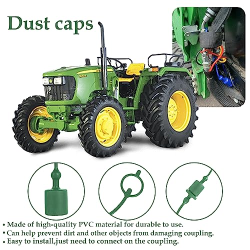 Image of (12 Set) Signite 1 /2 ISO A Tractor Hydraulic Hose Caps and Plugs Couplers Male Dust Cap and Female Plug Cover, Quick Disconnects Plug Fitting with Retention Ring Keeps Cap Attached to Hose (6 Colors)