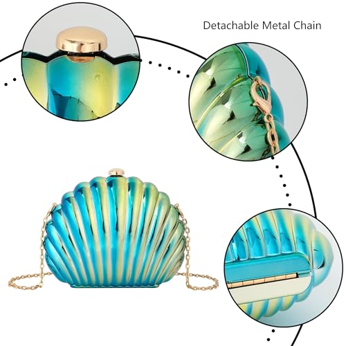 Image of Women Seashell Evening Bag Purse Mermaid Chain Strap Clutch Handbag Shoulder Bag | Seashell