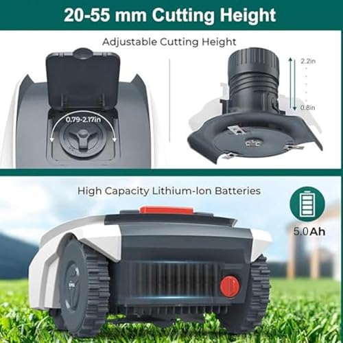 menglanchang CortacéSped RobóTico,Robots CortacéSpedes,Corta hasta 1500m² | CortacéSped RobóTico AutomáTico con Control De AplicacióN, PlanificacióN Rutas Y EstacióN Carga,Altura Corte 20-55mm,Grey - imagen 5