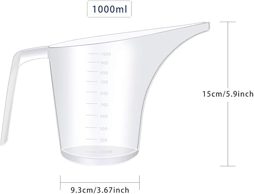 Miniatura 2 de Paquete de 4 jarras de embudo de plástico, gran capacidad, taza medidora de boquilla larga para moldes para hornear, panqueques, masa, magdalenas,