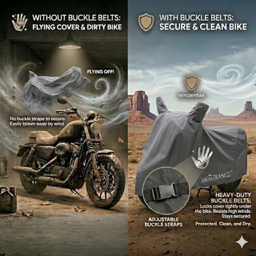 Image of Mototrance All Weather Protection Two Wheeler Cover for All Bikes /Royal Enfiled /Upto Pulsar 160CC to 350CC | Anti Dust, Water Resistant, Heat Resistant, UV Proof with Mirror Pocket | Solid Grey