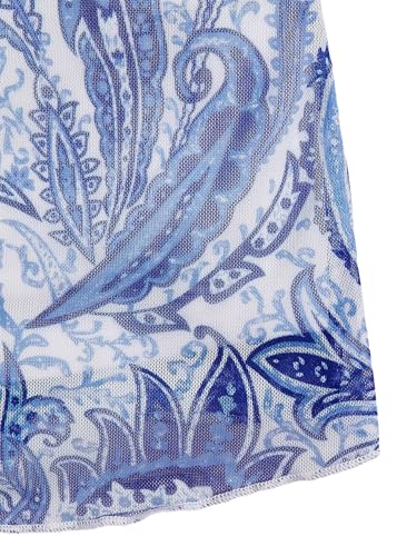 Image of Milumia Women's Summer Mini Dress 90s Boho A Line Mesh Short Dresses | Spaghetti Strap,Sleeveless,Vintage,Paisley Print,Festival Outfits,Cowgirl,Y2k,Goth,