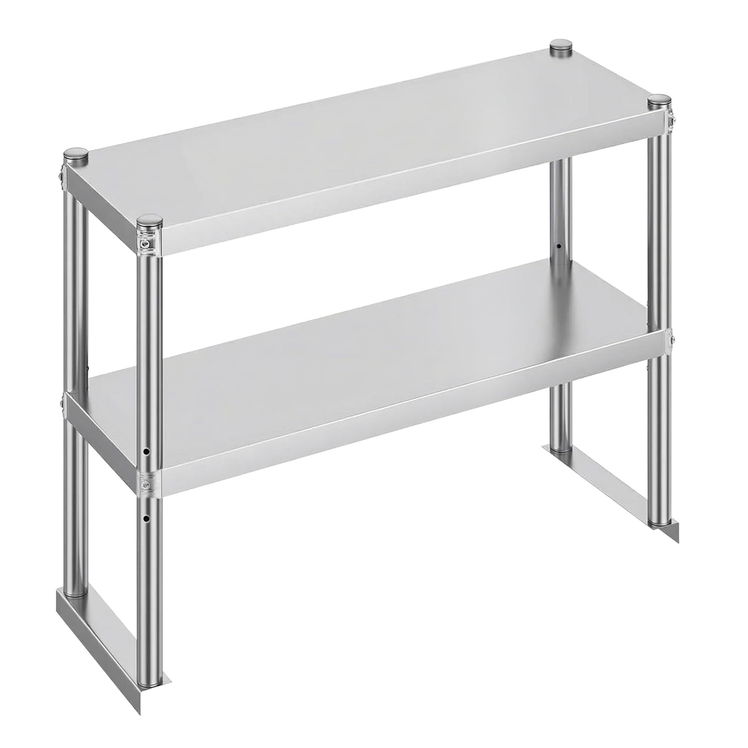 Étagère inox 2 niveaux KUARBARR meuble de rangement de table 91x30x60cm pour garage