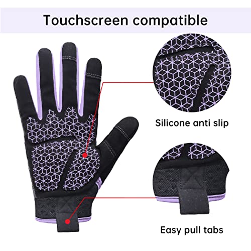 Handlandy Women Safety Work Gloves Utility Touch Screen Working Grip Glove For Yardwork Gardening Breathable Mechanic Gloves Purple #TOP3