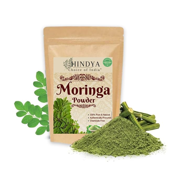 Hindya Ayurvedic Luxury Hindya Organic Moringa Powder Ayurvedic Support For Holistic Wellness Herbal Supplement Rich In Antioxidants Good For Digestion, Energy, Immunity, Weight Loss-100G