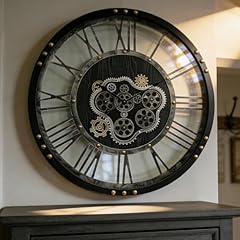 AMAATE Steampunk Wall Clock with Moving Gears, Kinetic Mechanical Industrial Design, Retro product