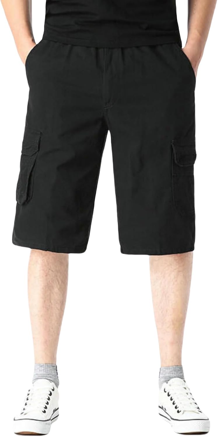 Men's Summer Lightweight Thin Straight Loose Fit Multi-Pocket Casual Cargo Shorts
