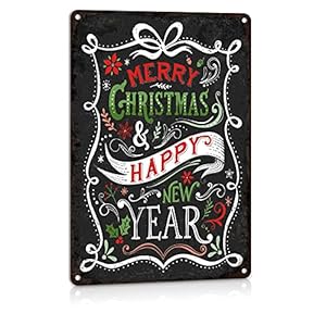 ALREAR Christmas Decor Signs Vintage Farmhouse Aluminum Metal Sign Home Kitchen Wall Decorations, Merry Xmas and Happy…
