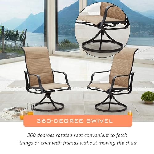 Lokatse Home PF19105-W Outdoor Patio Dining Chair Swivel Sling Rocker Set With Steel Metal Frame  thumb #4