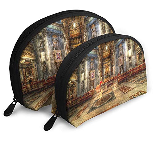 JUYTR Bolsas de cosméticos Pack of 2 Womens Shell Cosmetic Bags - St Peter's Cathedral Illustration Art Portable Travel Makeup Handbag Waterproof Toiletry Organizer Storage Bags