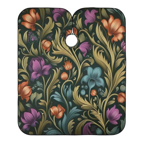 Capa Profesional para Corte de Cabello Impermeable Verde Oscuro con Diseño Floral y Cierre Ajustable de Broche para Peluquería y Estilismo miniatura 2