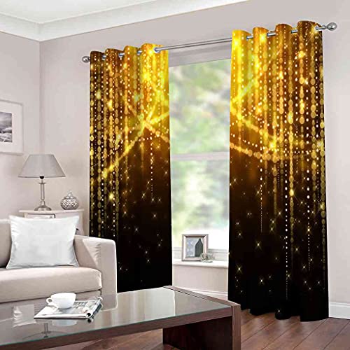 Rideau occultant à oeillets imprimé doré 200x160cm de haute qualité - 3