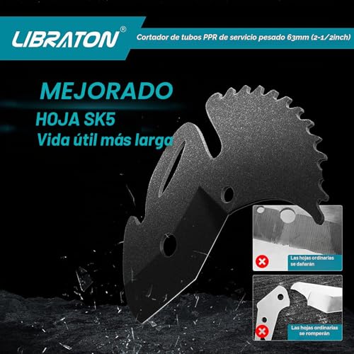 Miniatura 4 de Libraton Cortatubos De Pvc De 2-1 2 63mm , Cortador De Pvc Grande, Hoja Mejorada Para Cortatubos De Plástico De Alta Resistencia