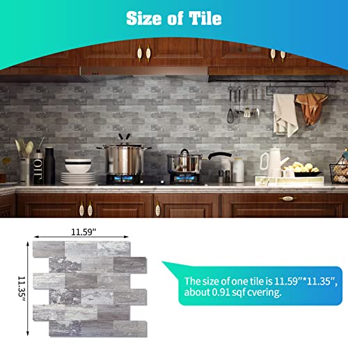 10-Pack Peel And Stick Tile Backsplash 11.3"X11.5" Pvc Wall Tiles, Stick On Backsplash For Kitchen, Bathroom Tile, Fireplace Décor, Laundry Table, Stair Decals In Light Rustic #TOP6