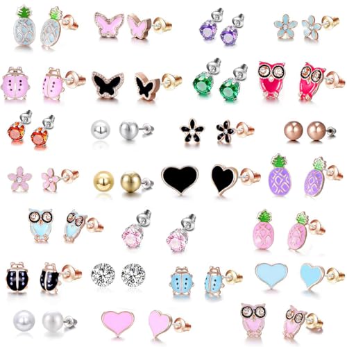 30 Pairs Hypoallergenic Earrings for Girls