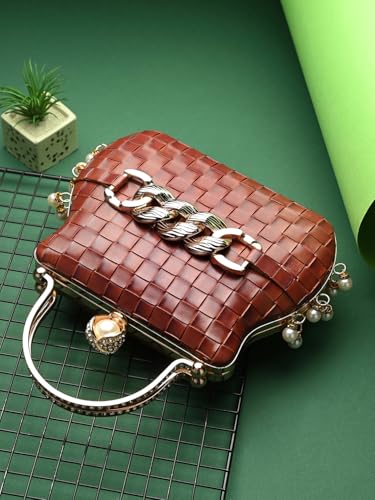 Image of TOOBA Handicraft Clutch Purse For Women with Elite Design Embroidered| Bridal, Party, Wedding Sling Bag