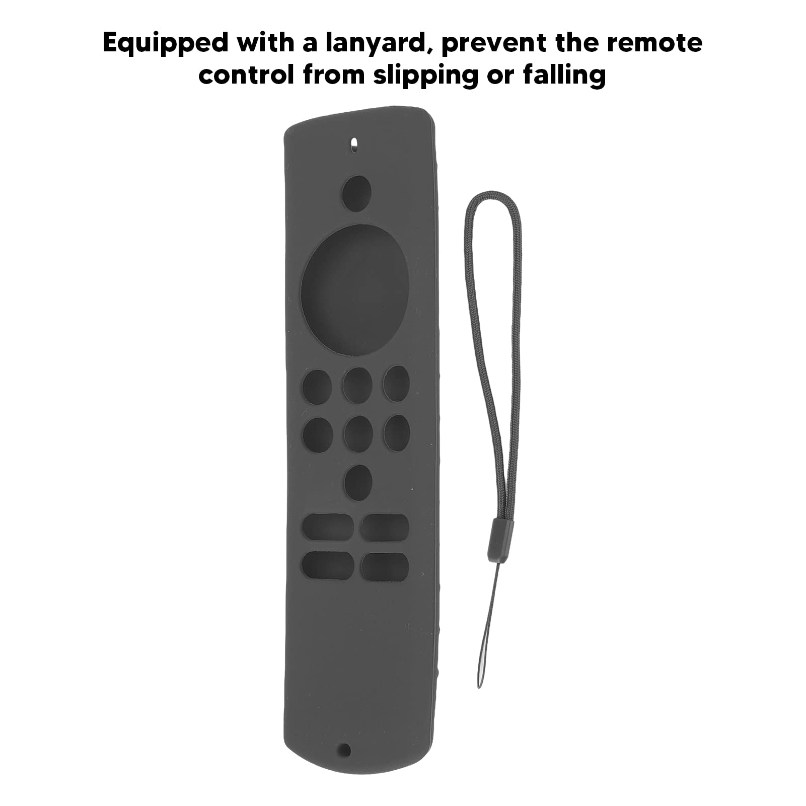 Funda protectora de silicona suave antideslizante a prueba de golpes con cordón para Fire TV Stick Lite (gris oscuro)