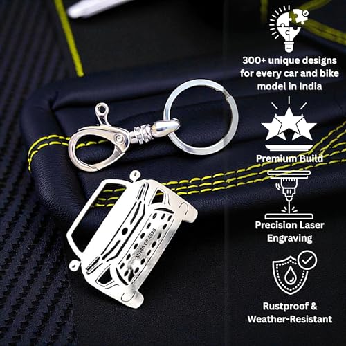 Image of Premium Stainless Steel Car Keychain | Personalized Custom Name Keyring | Stylish Car Shape Metal Key Holder made for Toyota Fortuner, Legender, Innova Crysta, Hycross, urban cruiser hyryder