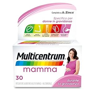 Multicentrum Mamma, Integratore Alimentare Multivitaminico e Multiminerale per le donne in gravidanza, con Acido Folico, 30 compresse