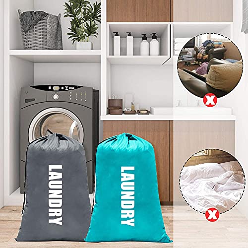Bbzeal 2 Pack Xl Travel Laundry Bags, Machine Washable Dirty Clothes Organizer,With Drawstring Closure,Light Blue And Grey #TOP2