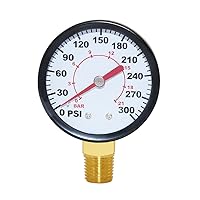 Vista 14 de Joywayus Manómetro de presión 0-30 PSI, latón 1/4" NPT rosca macho montaje inferior, relleno de glicerina, carcasa de acero inoxidable, función