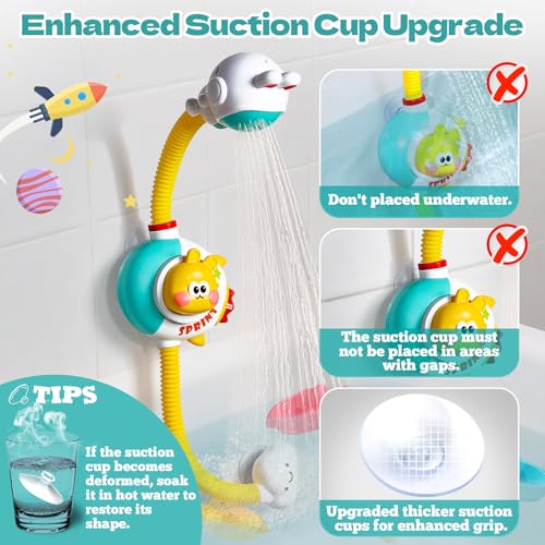 Toddler Bath Toys for Kids Ages 1-3 Baby Bath Shower Head Sprayer for Bathtub Toys-4 Stackable Shark Toy Boats with Bath Toys for Toddlers 1 2 3 4 Year, Water Table & Pool Play(6-12 Months+) - Image 6
