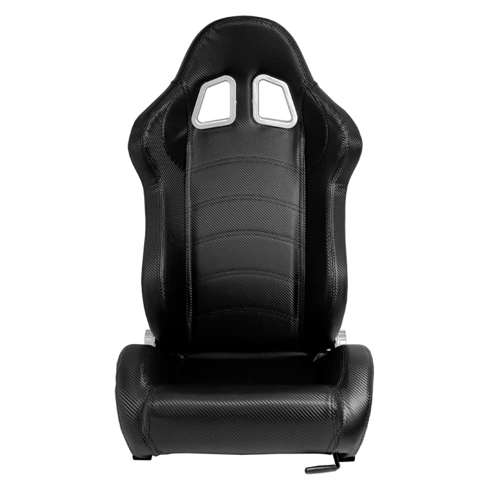 AutoStyle Siège baquet 'DS' - Look-Carboné Simili Cuir - Dossier réglable - incl. glissières