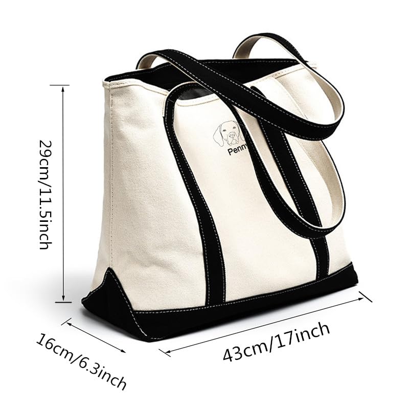 Bolso Tote de Lona Personalizado con Bordado de Cara de Perro miniatura 4