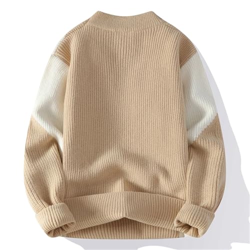 Men's Winter Knitted Pullover Fashion Patchwork Crew Neck Sweater3