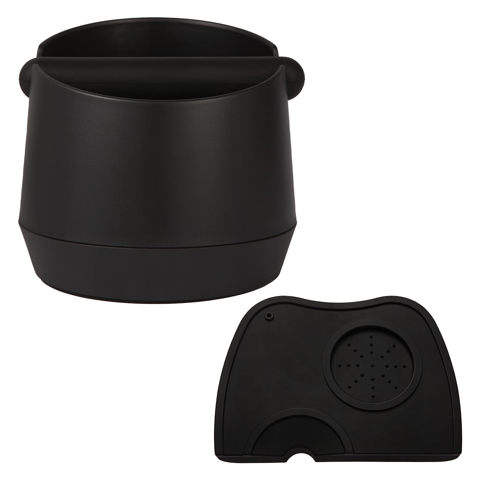 6 Inch Large Capacity Design Espresso Knock Box Tamping Mat Espresso Machine Accessories Set of 2 with Removable Knock Bar and Anti-Slip Base for Home Office Barista Tools for Bar Shop