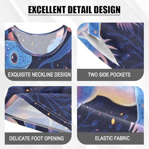 Pajama Sets Short Sleeve Glowing Axolotl Pattern Prints Soft Cotton Summer Sleepwear 2 Piece PJS Size 5-14T3