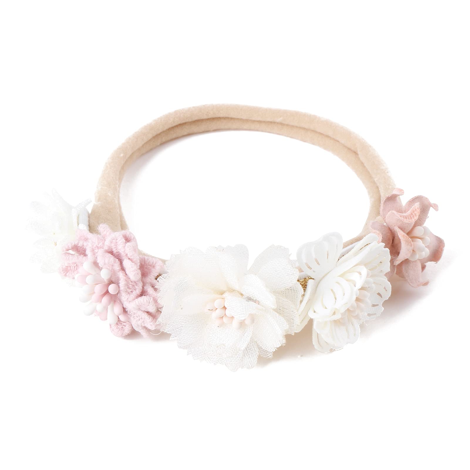 cherrboll 3 diademas de flores para bebé, súper suaves y elásticas, de nailon, para recién nacidas