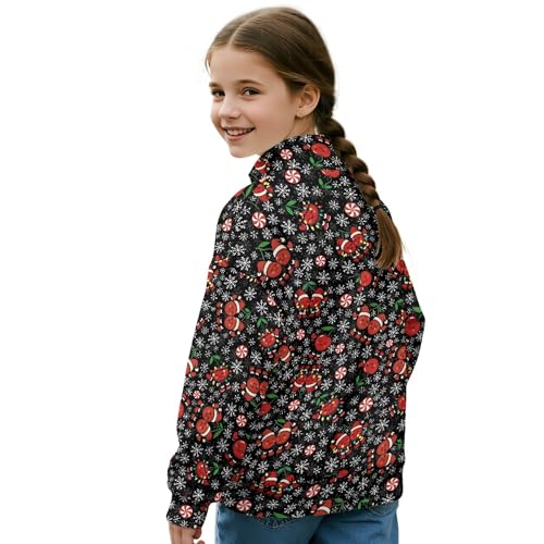Image of AmzPrint Girls Graphic Quarter Zip Coat Long Sleeve Lightweight Oversized Athletic Running Hoodies For Kids Teen Girls