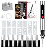 Gravion Pen, Stylo Graveur, Stylo Graveur Electrique, Le Stylo Graveur Électrique de Précision, Gravure sur Plus de 60 Surfaces, 30 Embouts, pour Artistes et Bricoleurs (Argent)