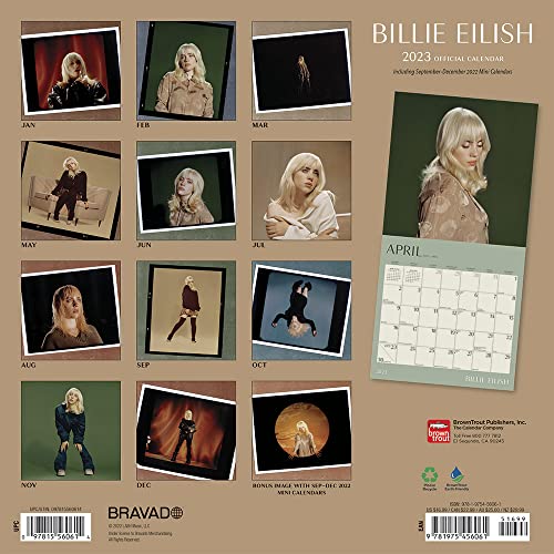 Billie Eilish Official | 2023 12 X 24 Inch Monthly Square Wall Calendar | Browntrout | Music Pop Singer Songwriter Celebrity #TOP6