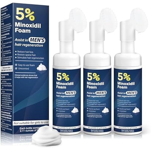5% Minoxidil Foam for Men Hair Growth Foam Suitable for Hair Thinning Receding Hairline and Hair Loss to Hair Regrowth Get Thicker Fuller Hair 3 Bottles 2.11 Ounces Each