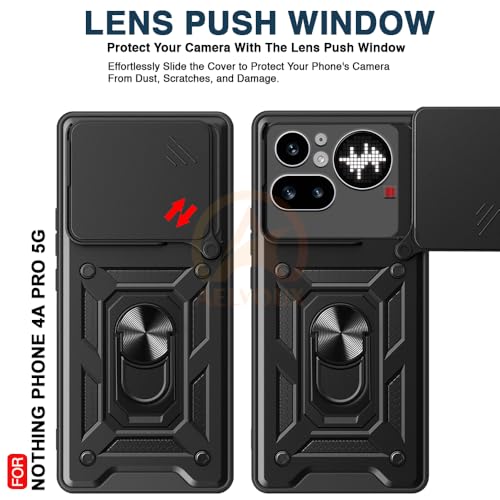 Image of Armor Bumper Back Cover Case for Nothing Phone 4A Pro 5G | Rotating Camera Cover, Ring Holder & Kickstand | Heavy Duty & 360 Degree Protection Nothing Phone 4A Pro 5G Back Cover (Black)