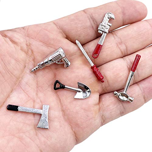 GALAOMA 17PCS 1:12 Miniature Doll House Tools Metal Home Repair Multi-Tool Model Set Fun for Party Dollhouse Decoration Accessories Mini Yard Supplies Creative Pretend Toy (Tool) - Thumbnail 4