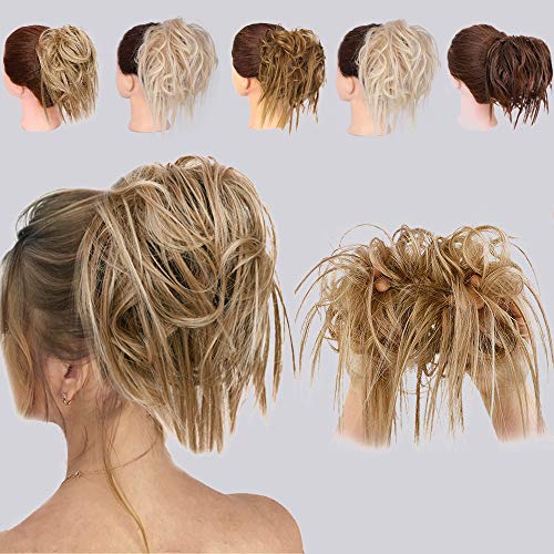 Tousled Updo Hair Pieces Messy Bun Hair Scrunchies Extensions with Elastic Rubber Band Updo Extensions Hairpiece Synthetic Hair Extensions