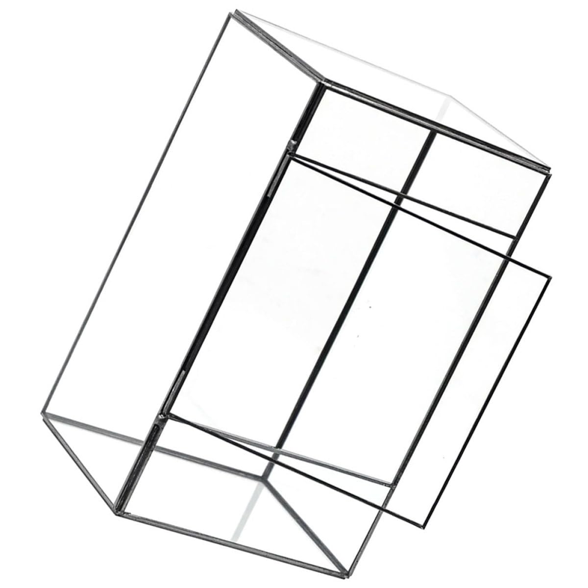 Luxshiny Kleines Handgefertigtes Glas Terrarium aus Glas und Zinn mit Geometrischem Design Geeignet als Ökosystem Terrarium für Wohnzimmer und Kreative Dekoration