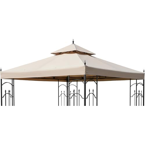 Garden Winds Heavy Duty Reinforced RipLock 500 Replacement Canopy Top Cover Compatible with Arrow 10' x 10' Gazebo Models 61821, HD-61821, 618221, 618221-C, GGHL00019 - Beige
