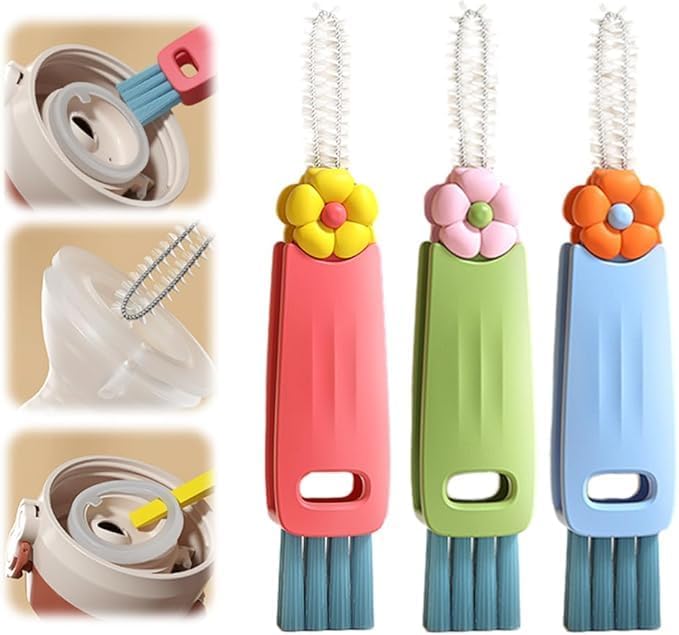 Cepillo de limpieza de tapa de taza 3 en 1, cepillo multifuncional para tapa de botella 2025, cepillo de limpieza de grietas, herramientas de
